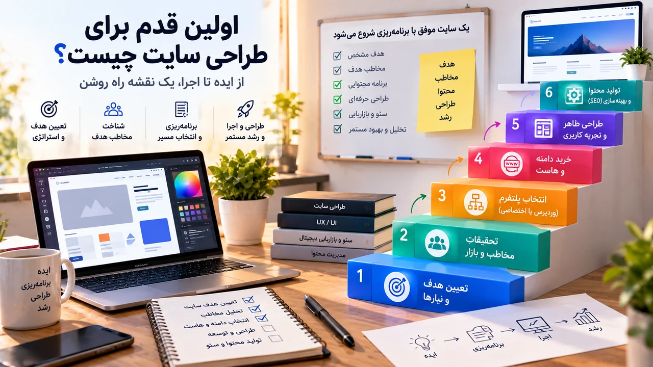 نقشه راه طراحی سایت از تعیین هدف و تحقیق مخاطب تا سئو و راه اندازی